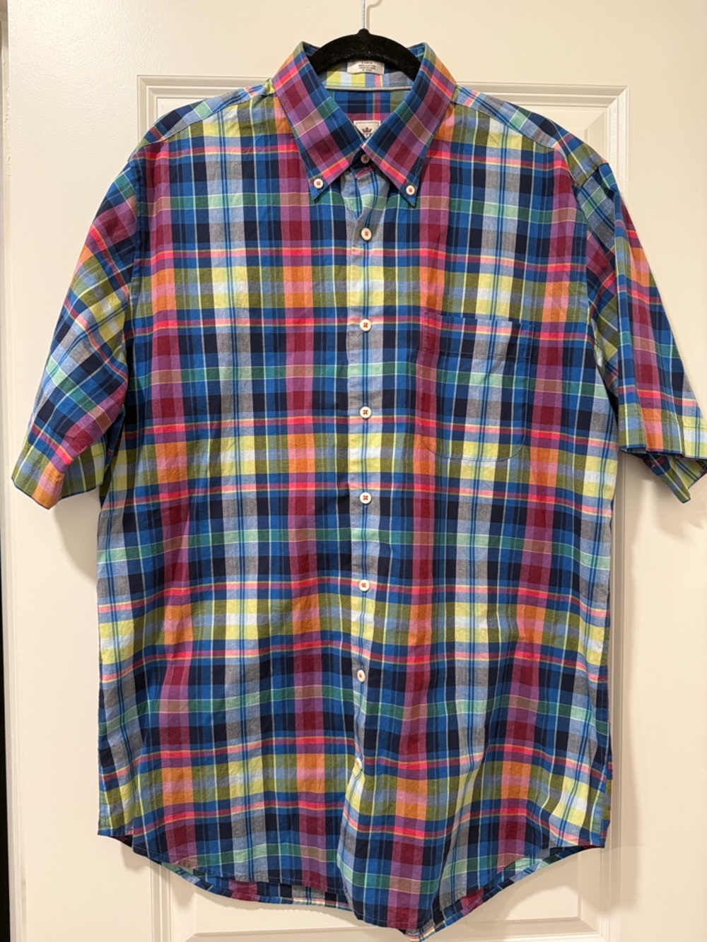 Peter Millar Summer Comfort Plaid Button Down Shirt Short Sleeve Men’s Large L